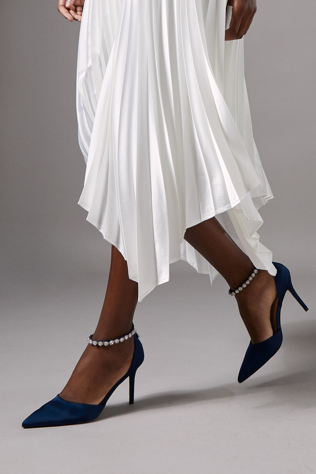 Coast Pleated Satin Skirt Ivory image 2