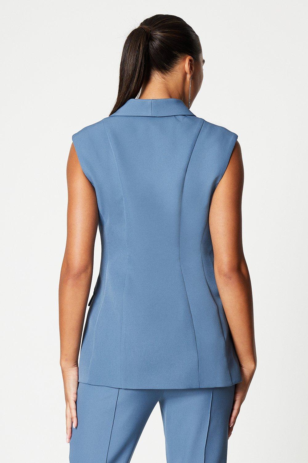 Coast Cap Sleeve Double Breasted Blazer Dusty Blue image 3