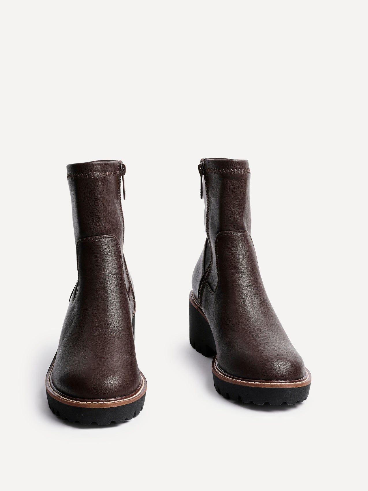 Linzi Trish Brown Faux Leather Wedged Heel Ankle Boot image 3