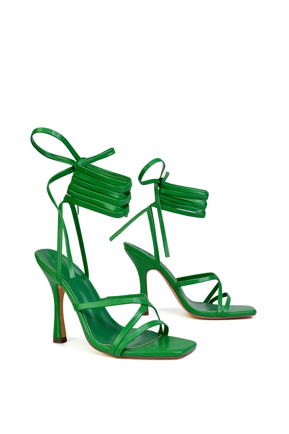 XY London 'Kyra' Lace Up High Heel Stilettos Sandals with Square Toe image 4