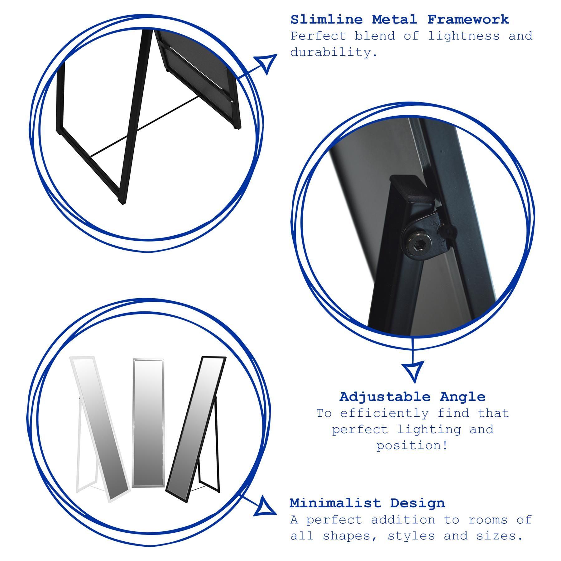 Harbour Housewares Square Full-Length Mirror 137x35.5cm Black Frame image 2