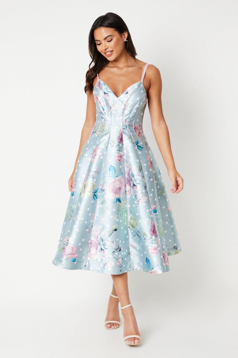 Coast Floral Print Twill Midi Cami Dress Sage image 1