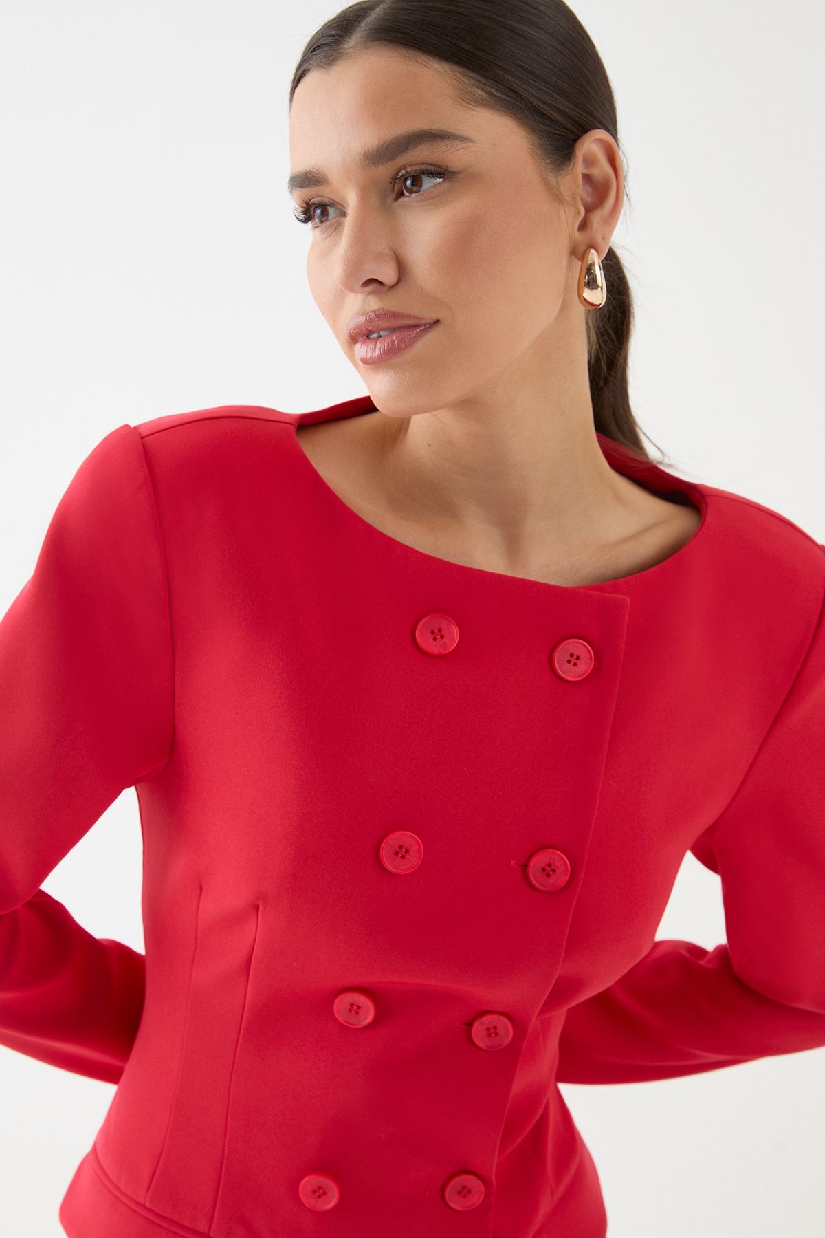 MissPap Tailored Double Breasted Blazer Dress Red image 2