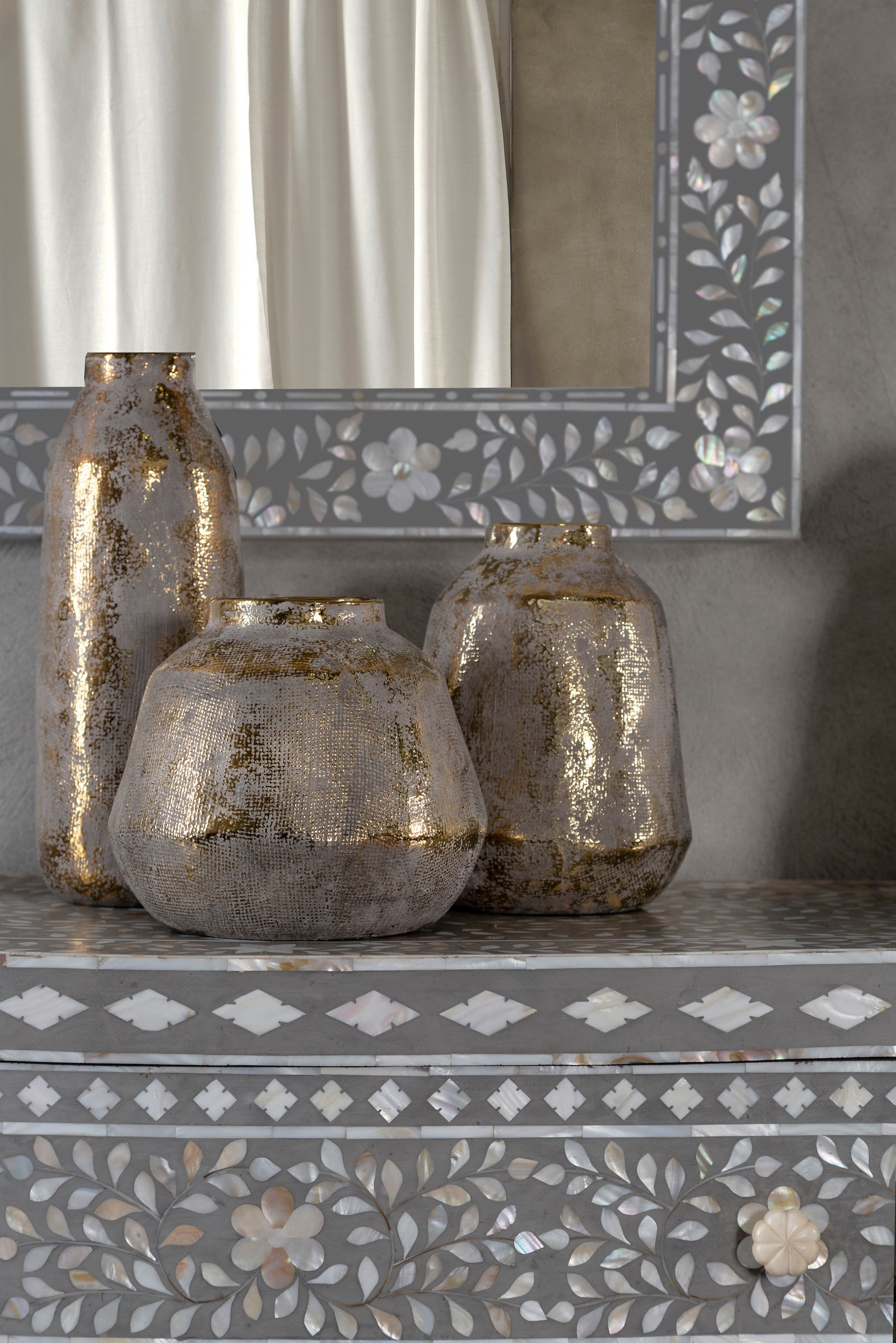 Orsina Orvena Small Grey And Gold Ceramic Vase image 3