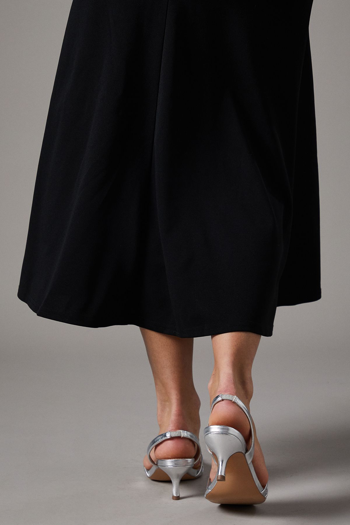 Coast Wide Fit Valina Faux Leather Slingback Cross Strap Kitten Heel Sandals Silver image 4