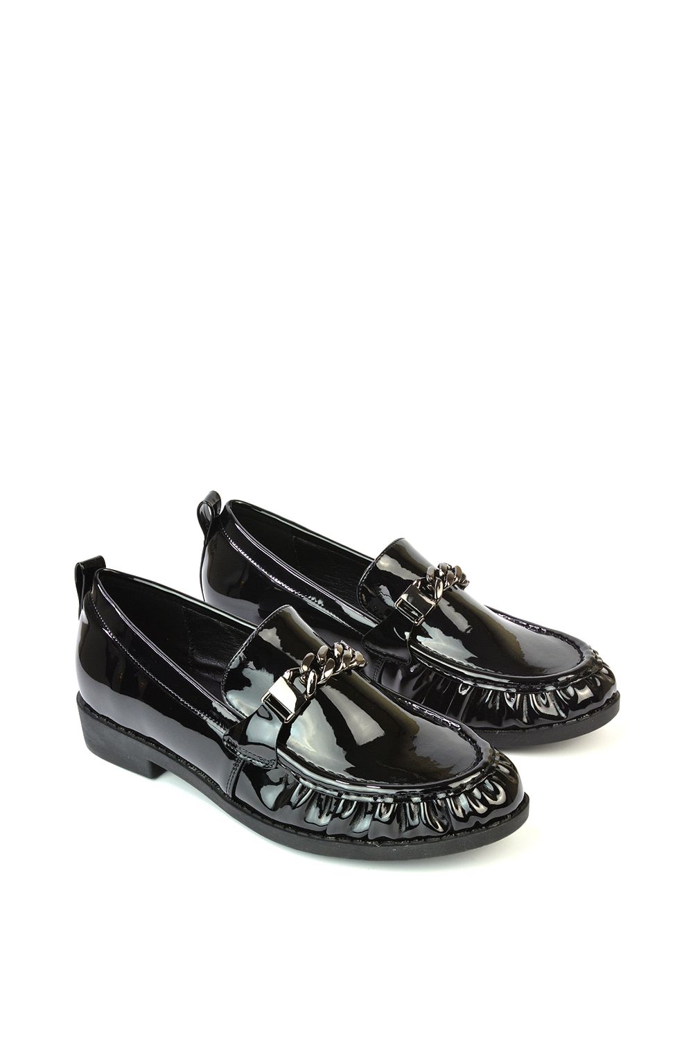XY London 'Heidi' Chain Detail Ruched Loafer Back to School Shoes image 5