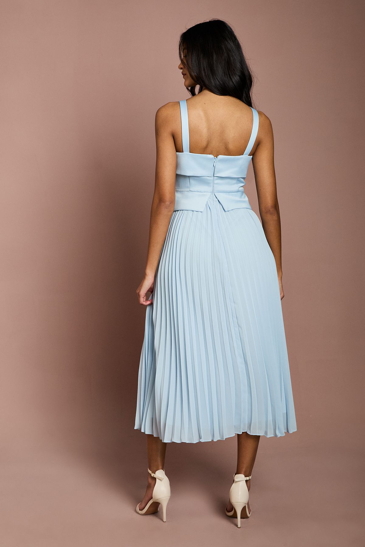 Coast Petite Square Neck Midi Dress Light Blue image 3