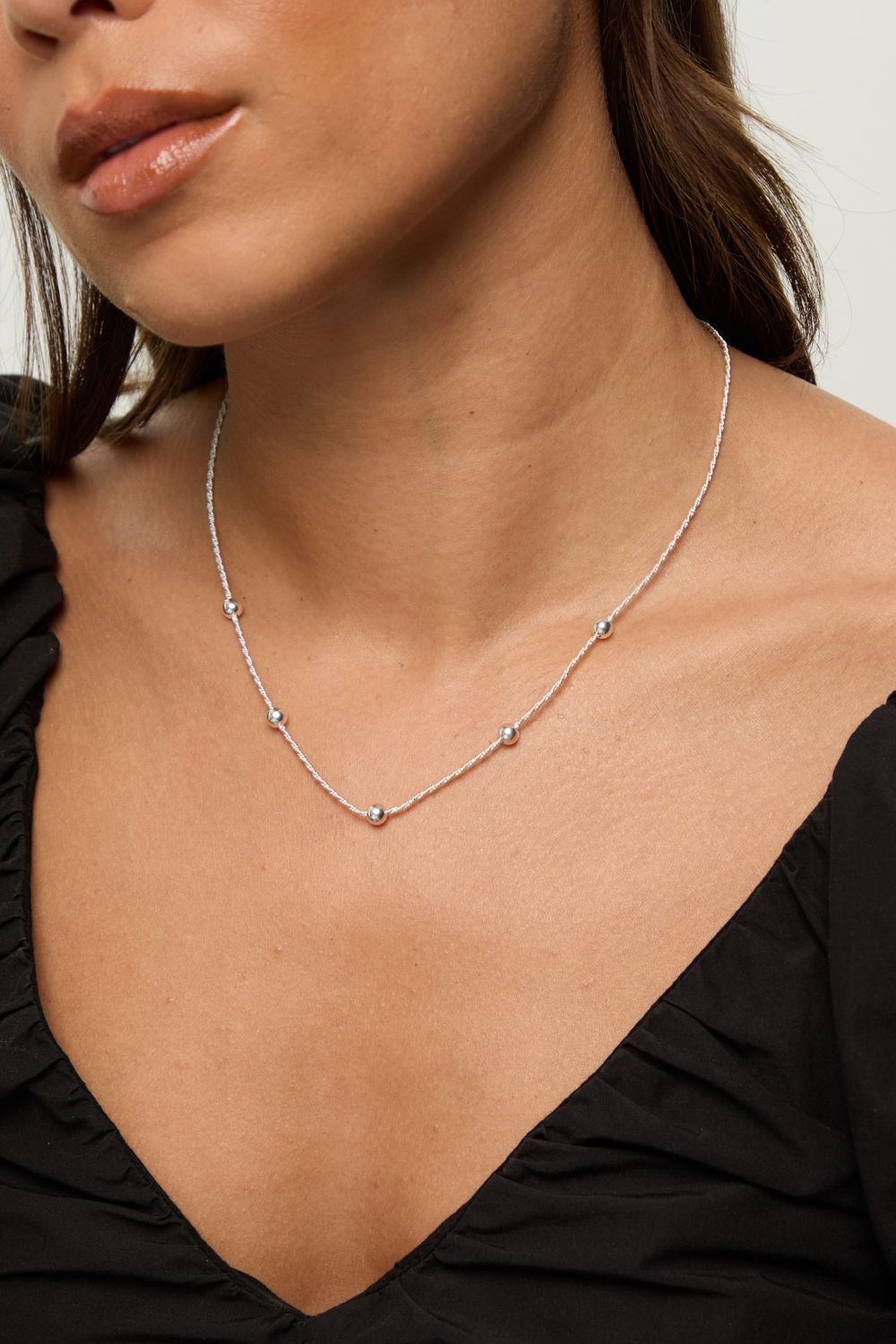 Simply Silver Sterling Silver 925 Polished Station Allway Necklace image 2