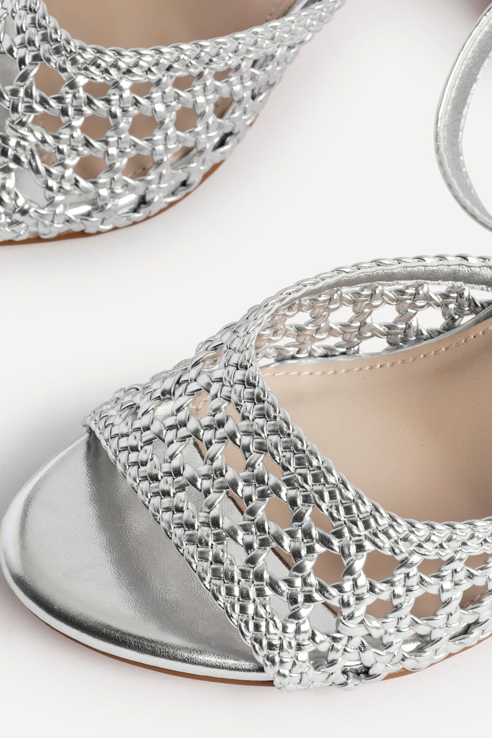 Linzi Bridget Silver Faux Leather Handwoven Block Heeled Sandal image 5