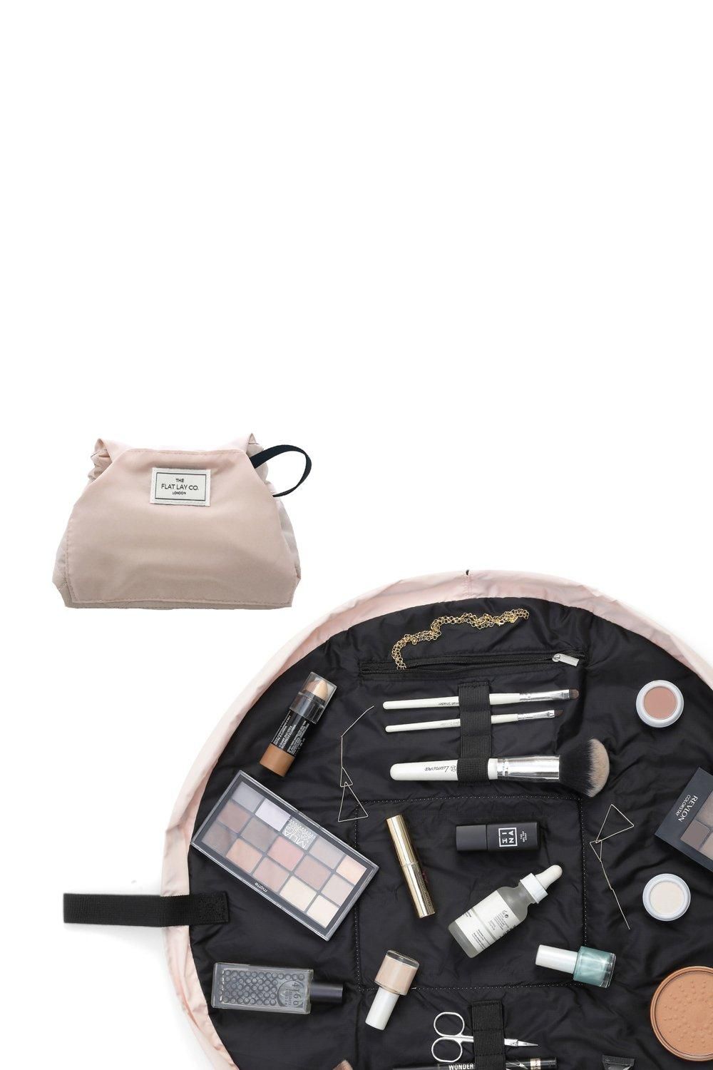 The Flat Lay Co Blush Pink Open Flat Makeup Bag Light Pink image 1