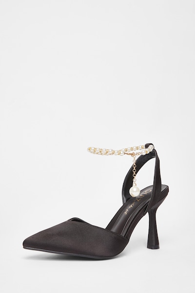 Quiz Black Wide Fit Strap Court Heels