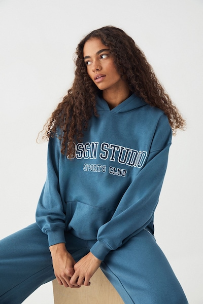 DSGN Studio DSGN Studio Applique Oversized Hoodie Teal