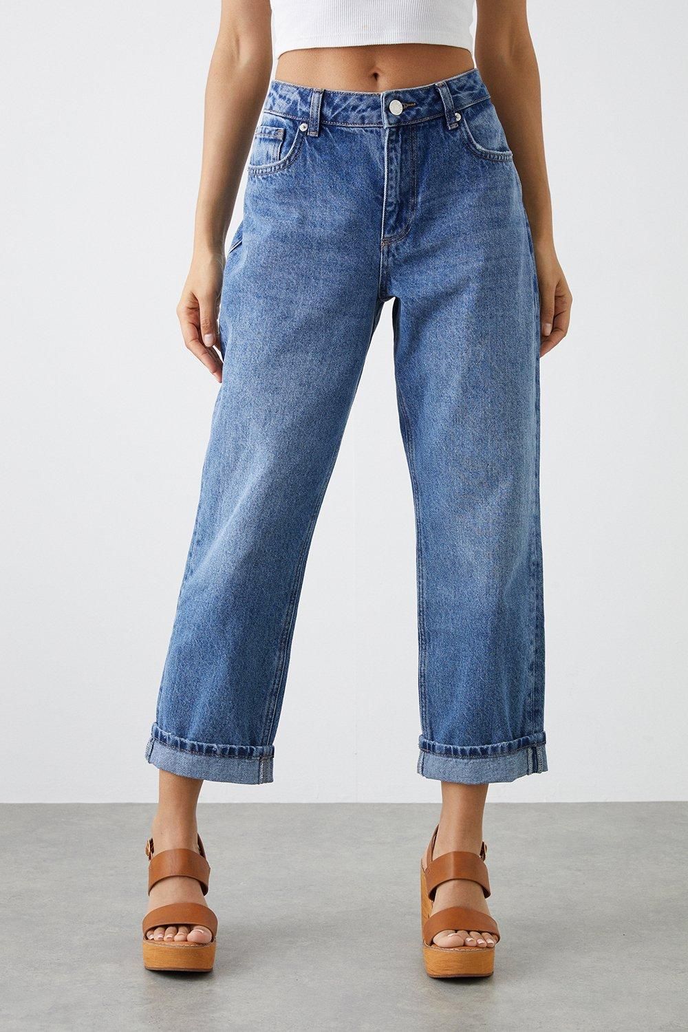 Dorothy Perkins Petite Boyfriend Jeans Mid Wash image 2