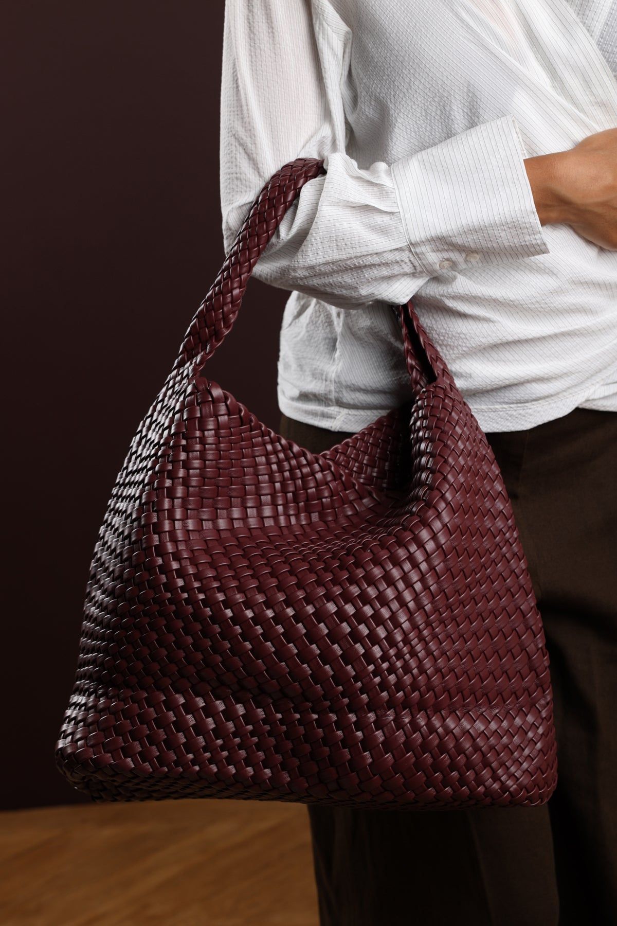 Where's That From 'Stone' Weave Detail Faux Leather Shoulder Bag image 7