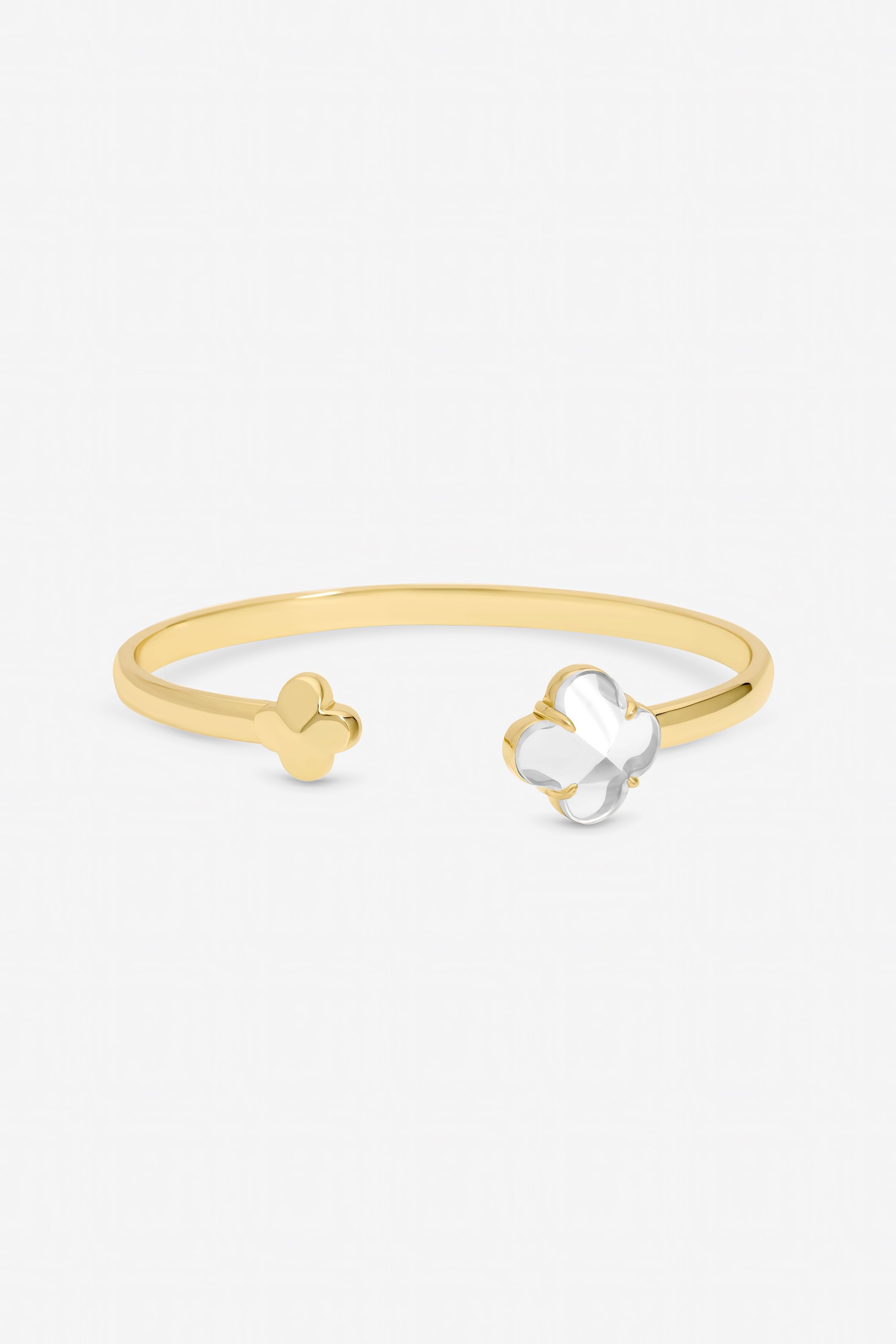 Jon Richard Gold Polished and Crystal Clover Bangle