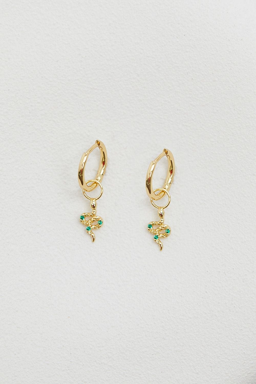 Inicio 14K Real Gold Plated Recycled Brass Serpant Charm Earrings - Gift Pouch image 3
