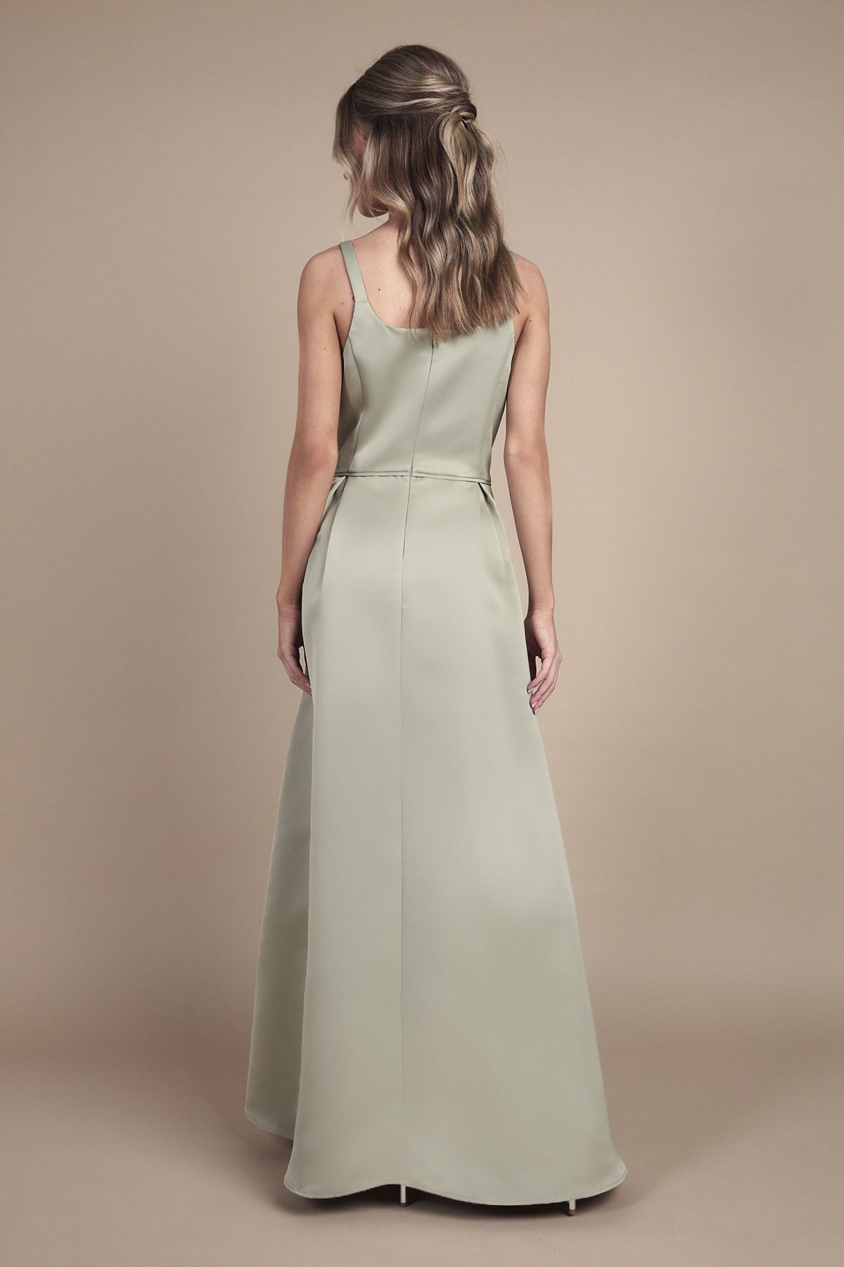 Coast Teen Structured Satin Full Skirted Bridesmaid Dress Sage image 3