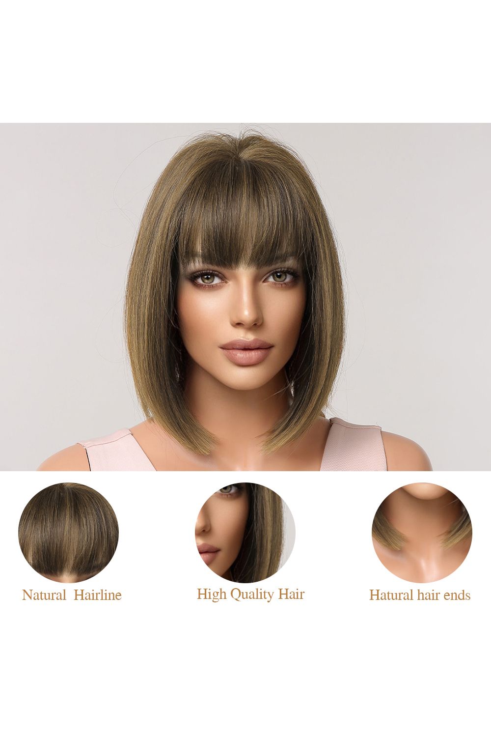 SHEONLY Short Straight Bob Wig with Bangs image 4