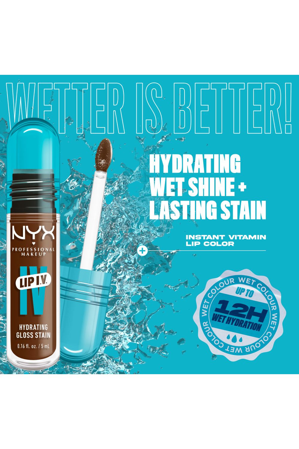 NYX Professional Makeup Lip IV Hydrating Gloss Stain, Lip Gloss 5ml Cocoa Quench image 5