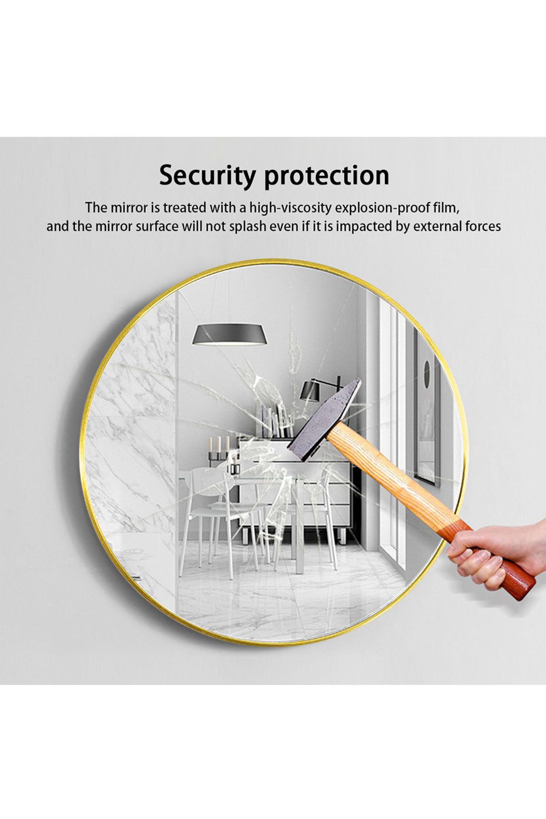 Living and Home 70cm Nordic Gold Round Wall Mirror Statement Piece image 4