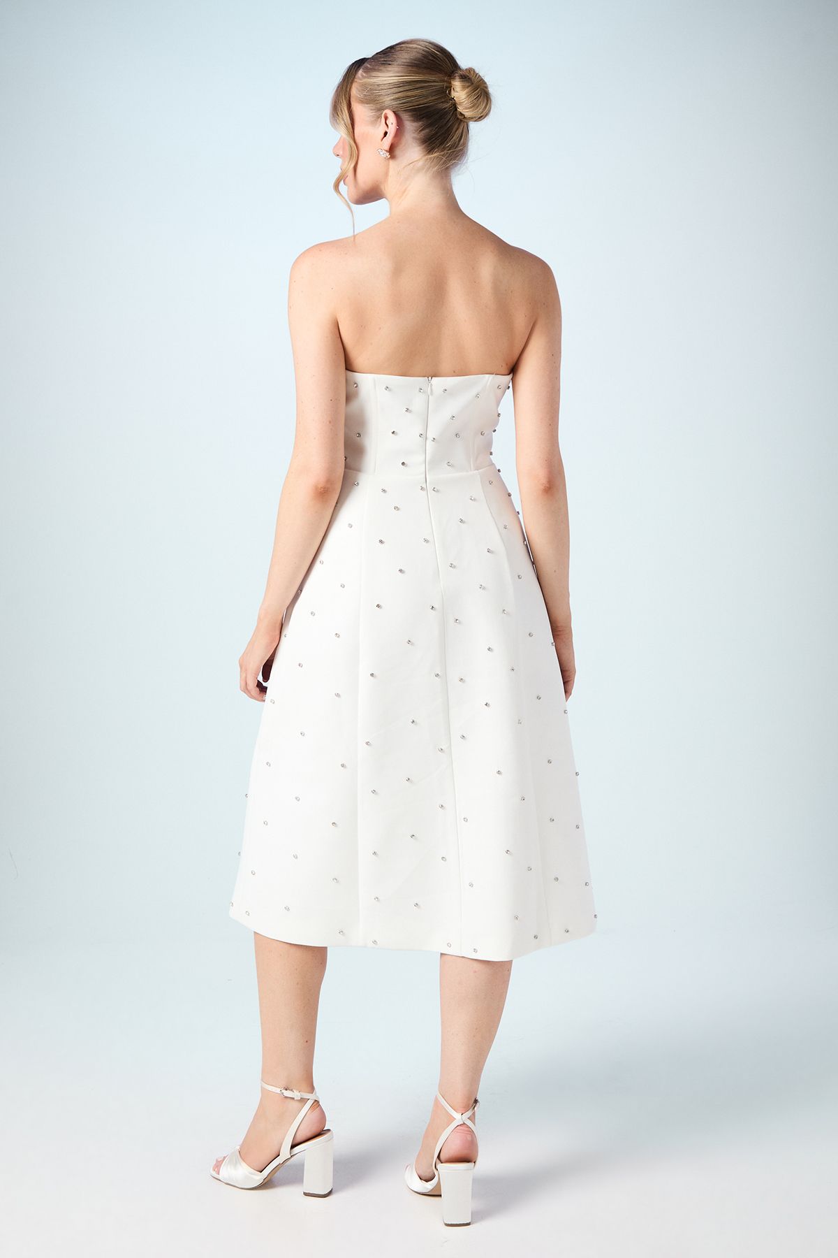 Coast Hotfix Diamante Bandeau Midi Wedding Dress Ivory image 3