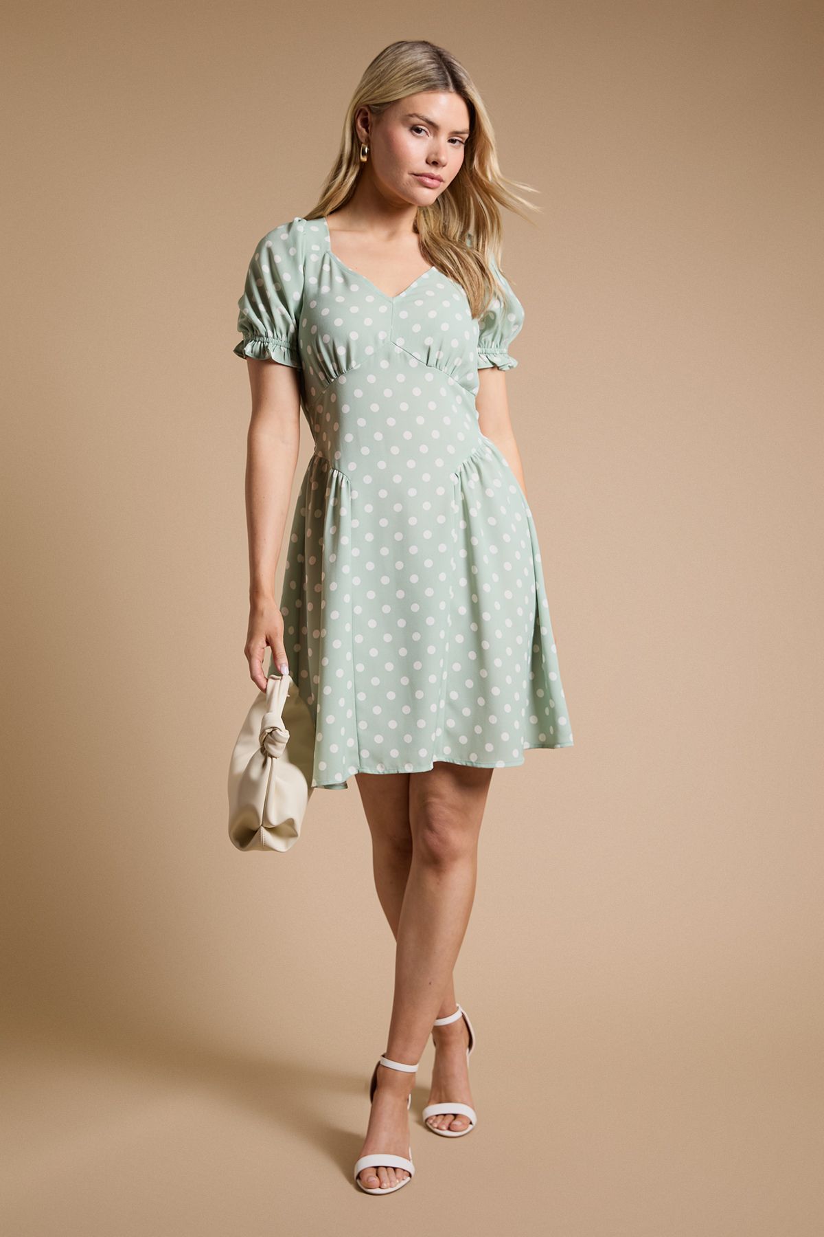 Dorothy Perkins Angel Sleeve Seam Detail Midi Dress Green