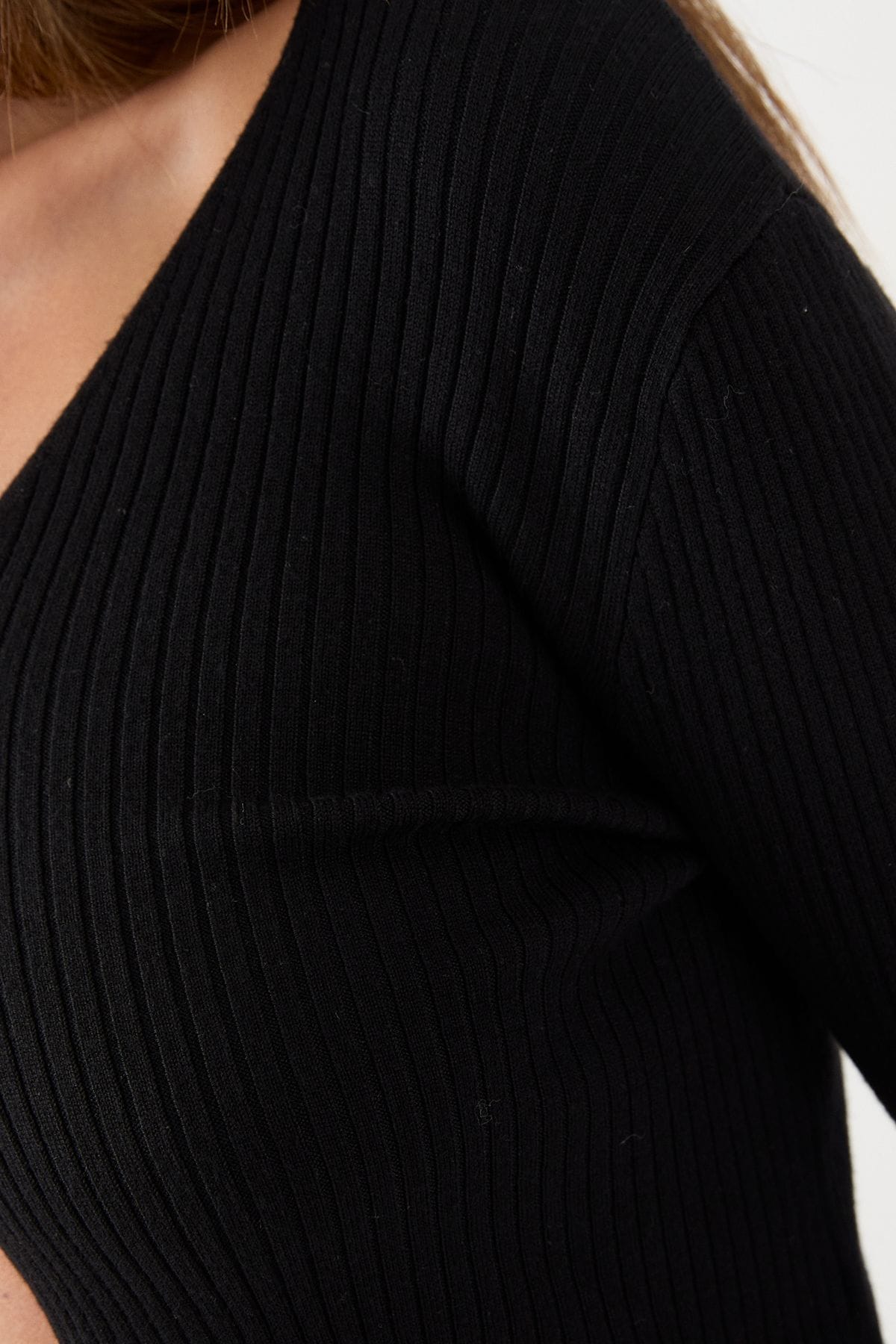 MissPap Rib Knit Button Front Top Black image 5