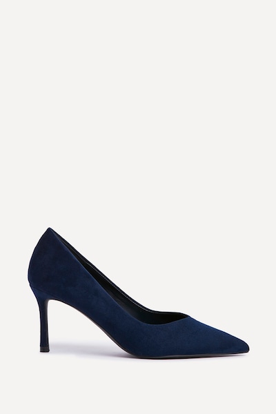 Linzi Classic Navy Faux Suede Court Heels