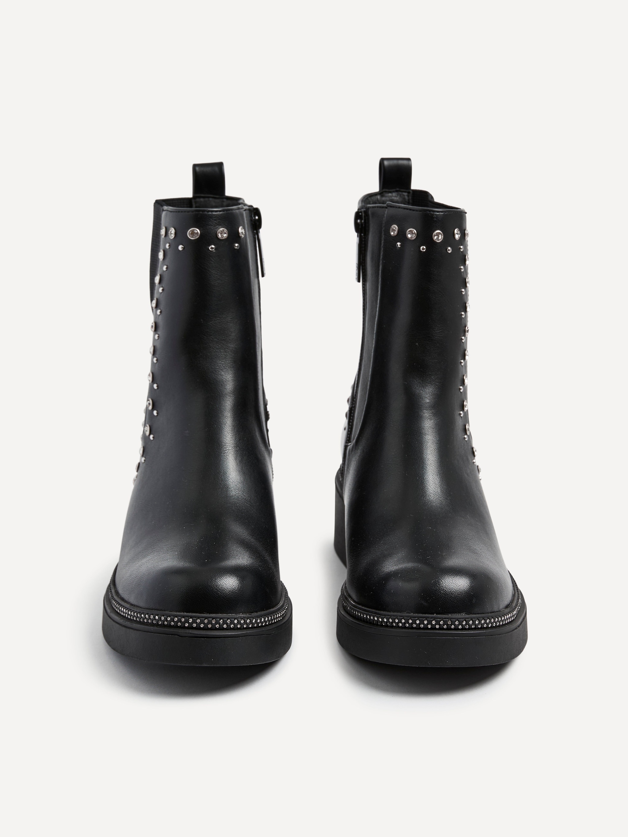 Linzi Optic Black Faux Leather Diamante Embellished Chelsea Boot image 4