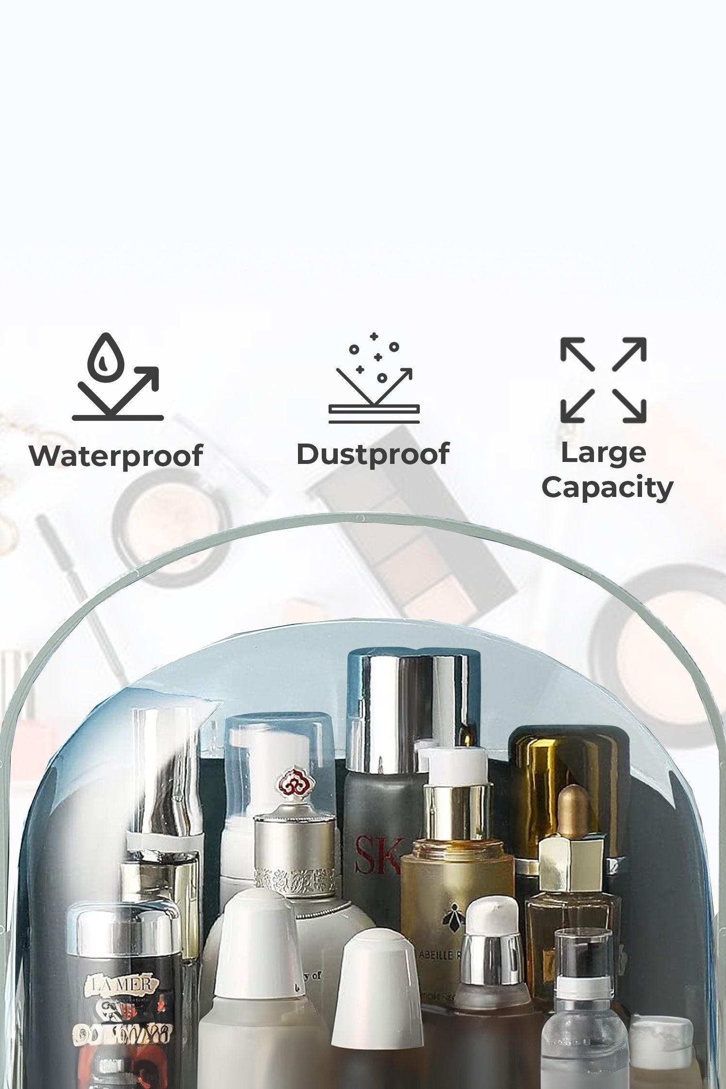 Neo Mint Green Three Layer Cosmetic Makeup Storage Organiser Skincare Display Box Case With Portable Handle image 6