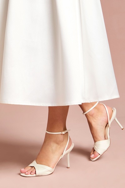 Coast Bridal Bree Satin Cross Over High Stiletto Heel Sandals White