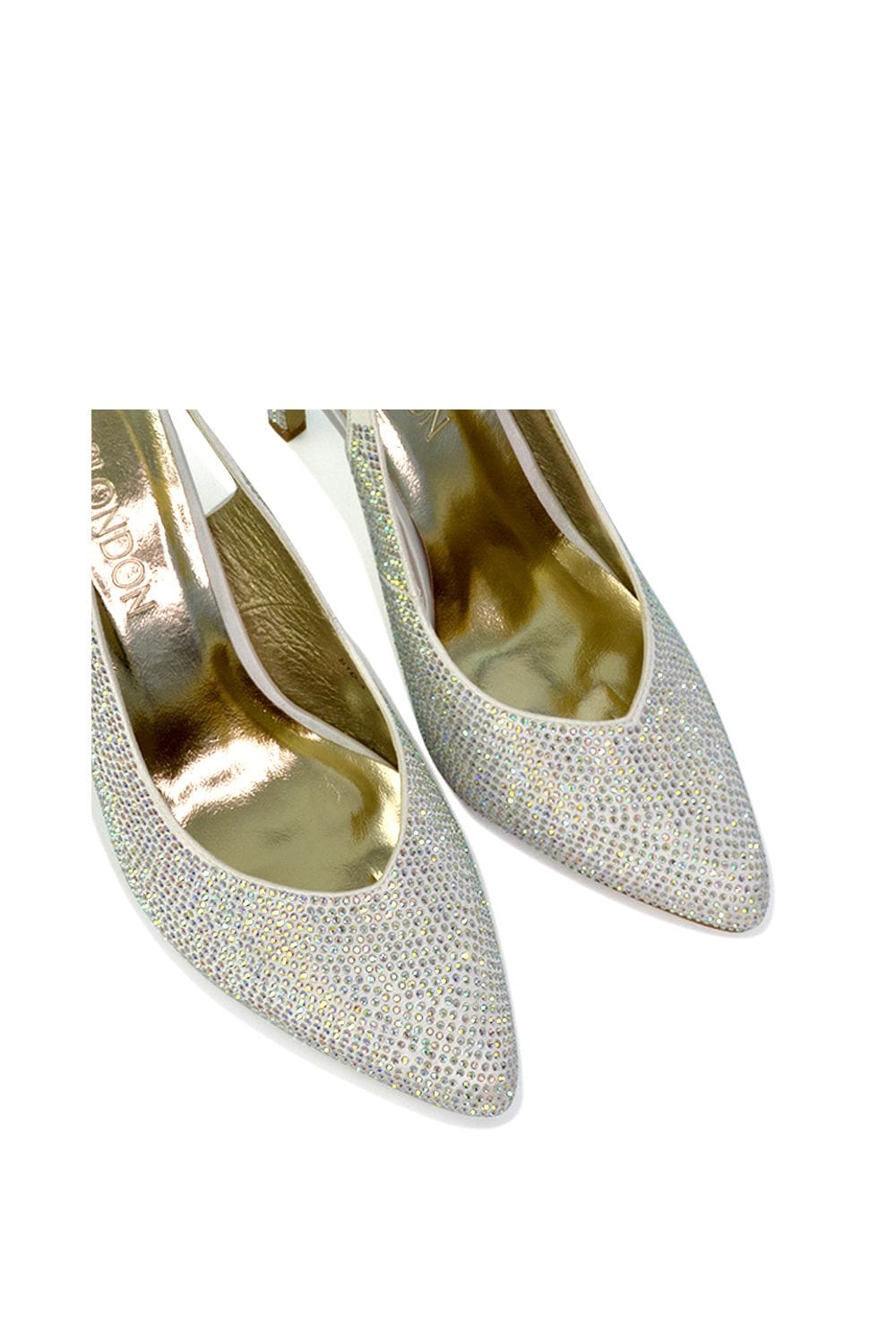 XY London 'Divine' Diamante Pointed Toe Slingback Bridal High Heel Stilettos image 4