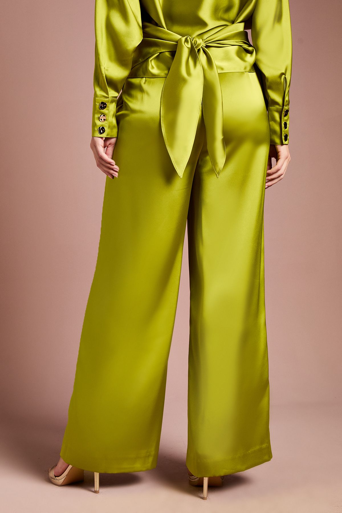 Coast Wide Leg Satin Trouser Co Ord Chartreuse image 3