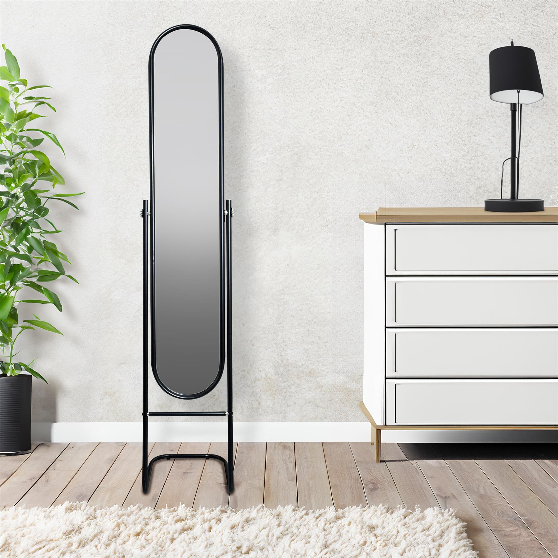 Harbour Housewares Round Full-Length Mirror 153x30cm White Metal Frame image 8