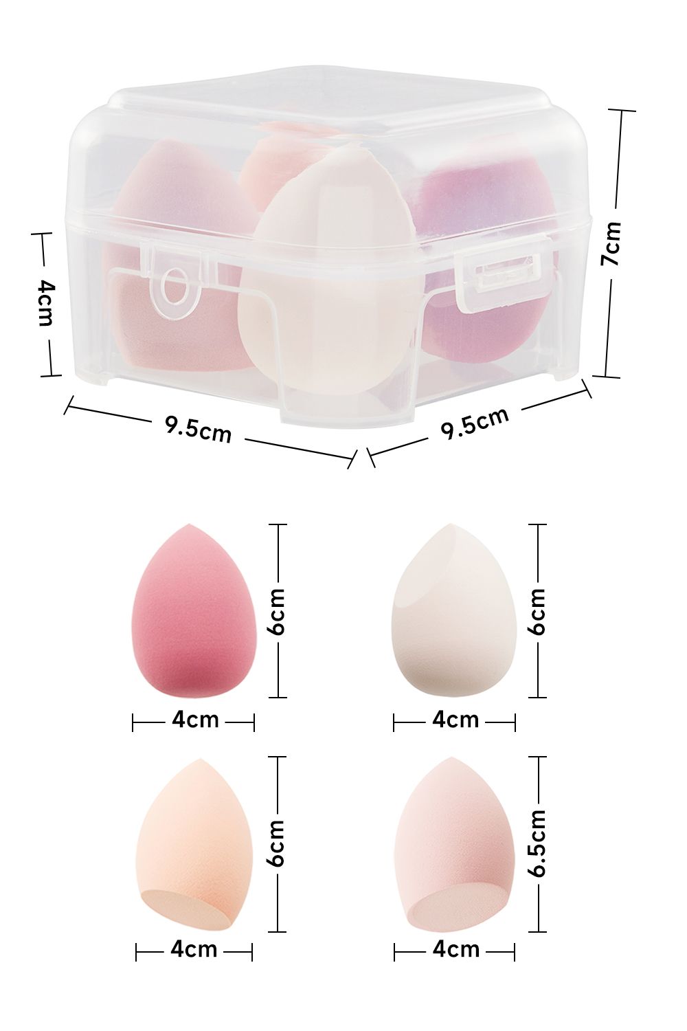 Living and Home 4 Pack Beauty Blender Foundation Sponges Set High Density Makeup Sponge image 6