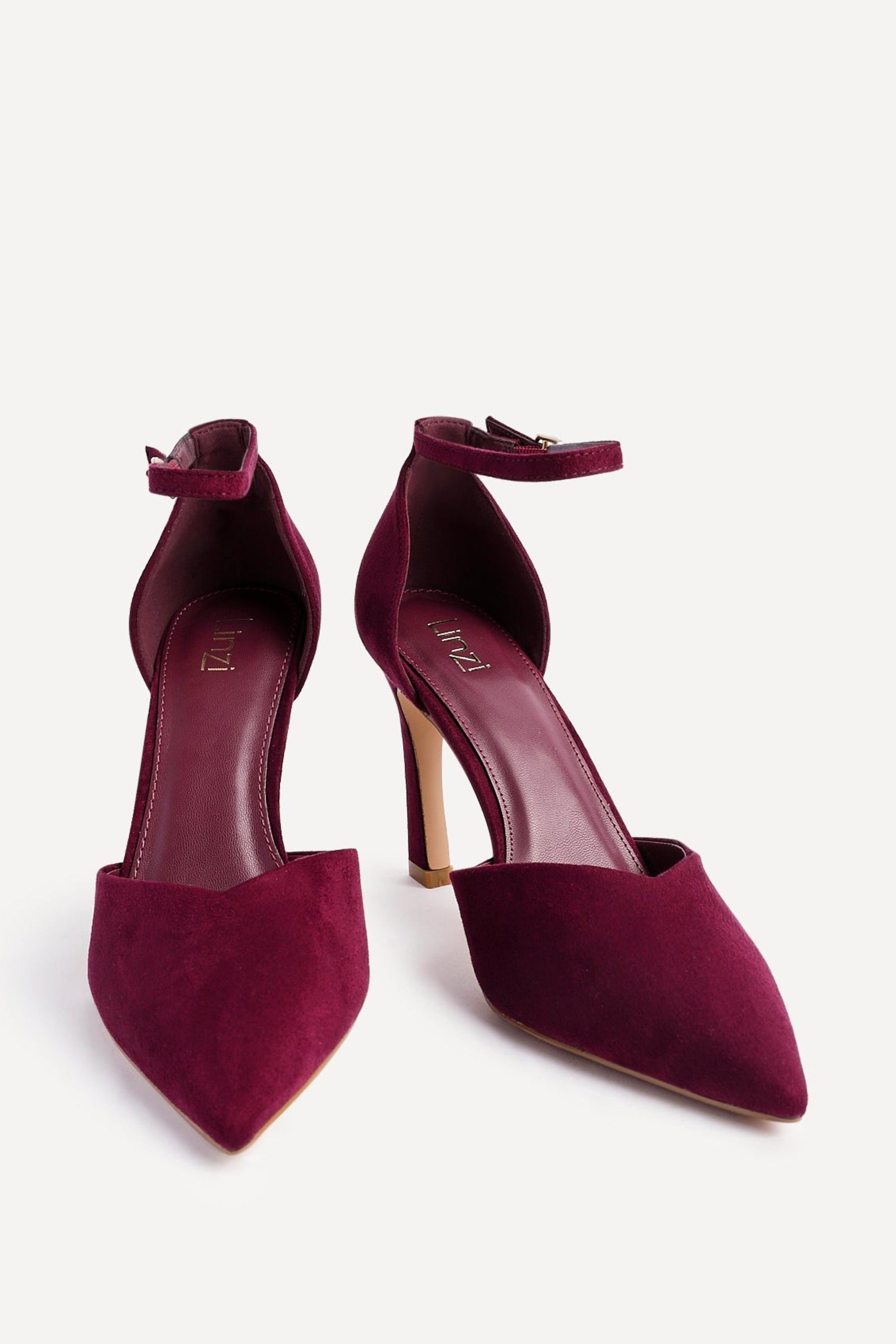 Linzi Moira Burgundy Faux Suede V Cut Court Heel image 3
