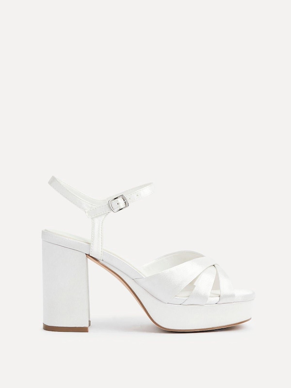 Linzi Keliah Red Faux Leather Crossover Platform Heels