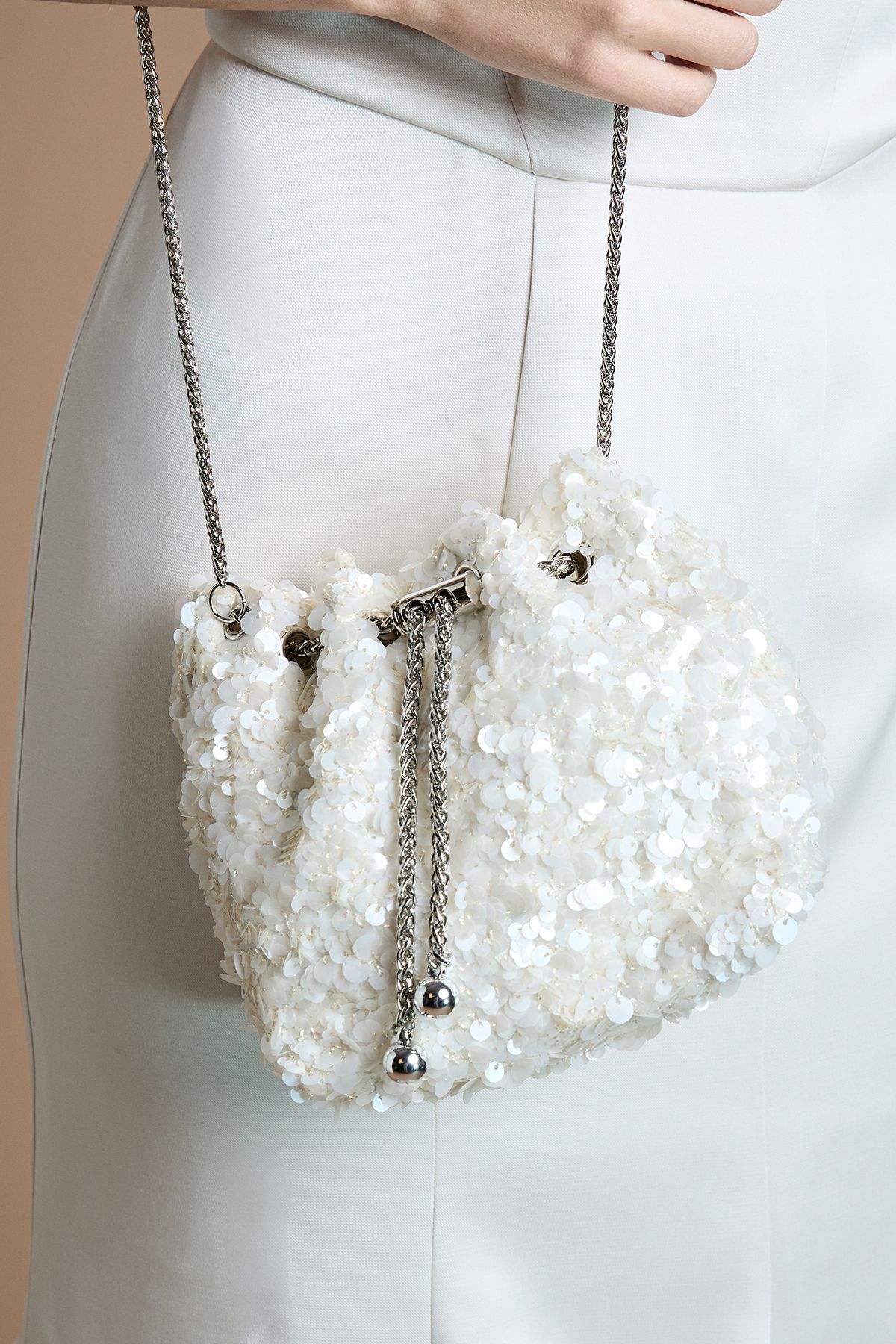 Coast Bridal Mia Drawstring Sequin Crossbody Bag Ivory image 2