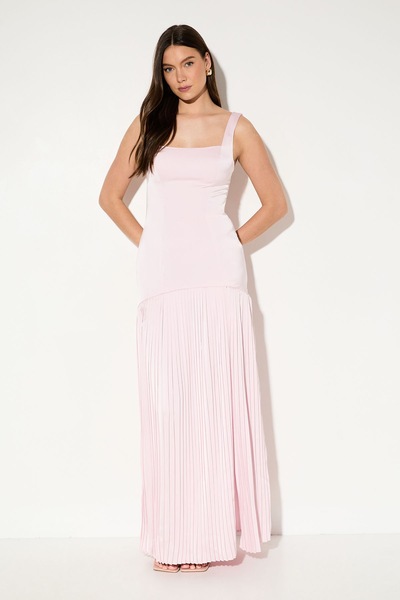 MissPap Premium Satin Square Pleated Skirt Bridesmaid Dress Baby Pink