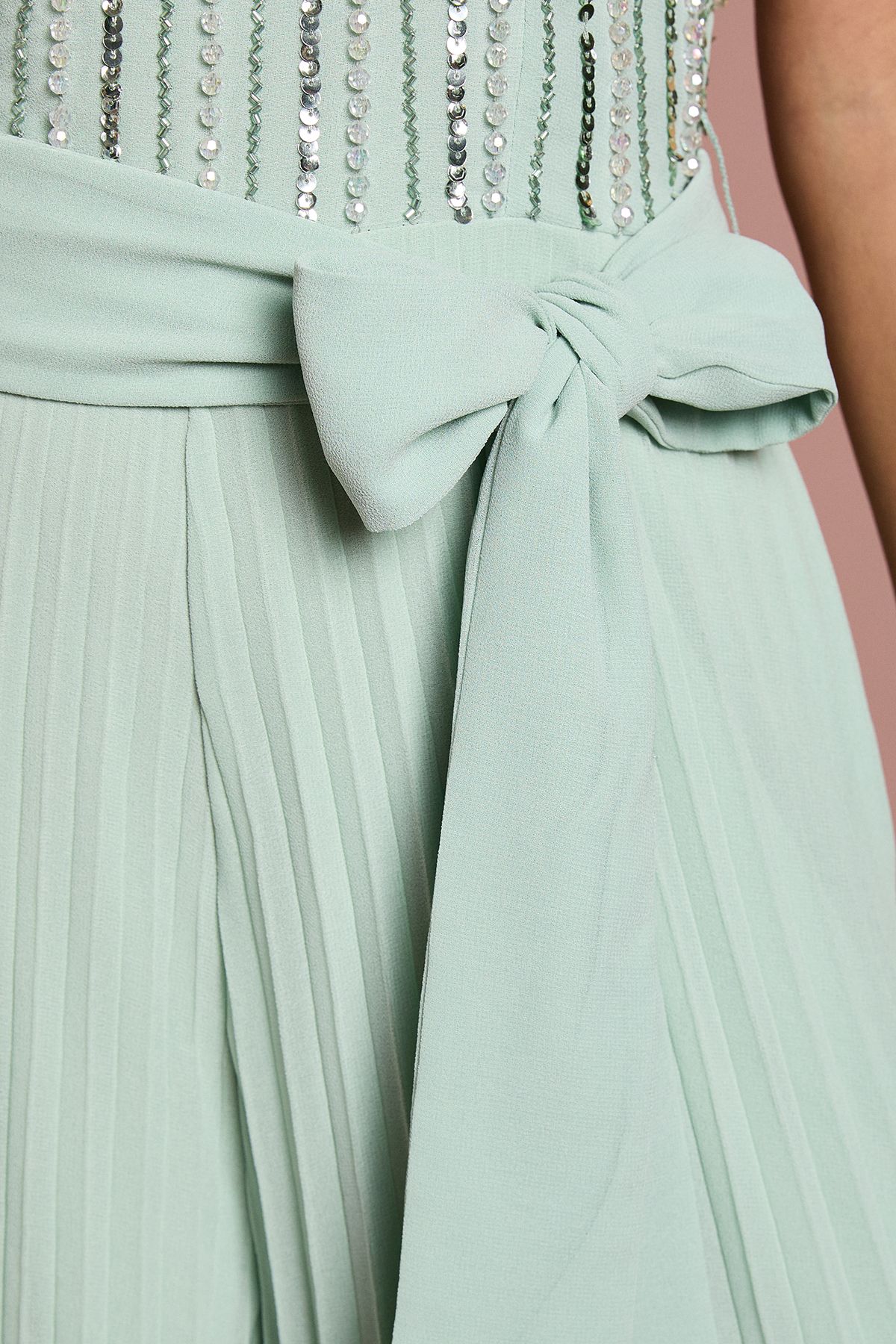 Coast Embellished Bow Shoulder Wide Leg Jumpsuit Sage image 5