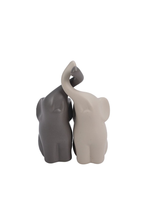 Living and Home Set of 2 Ceramic Couple Elephant Statue Figurine Ornaments
