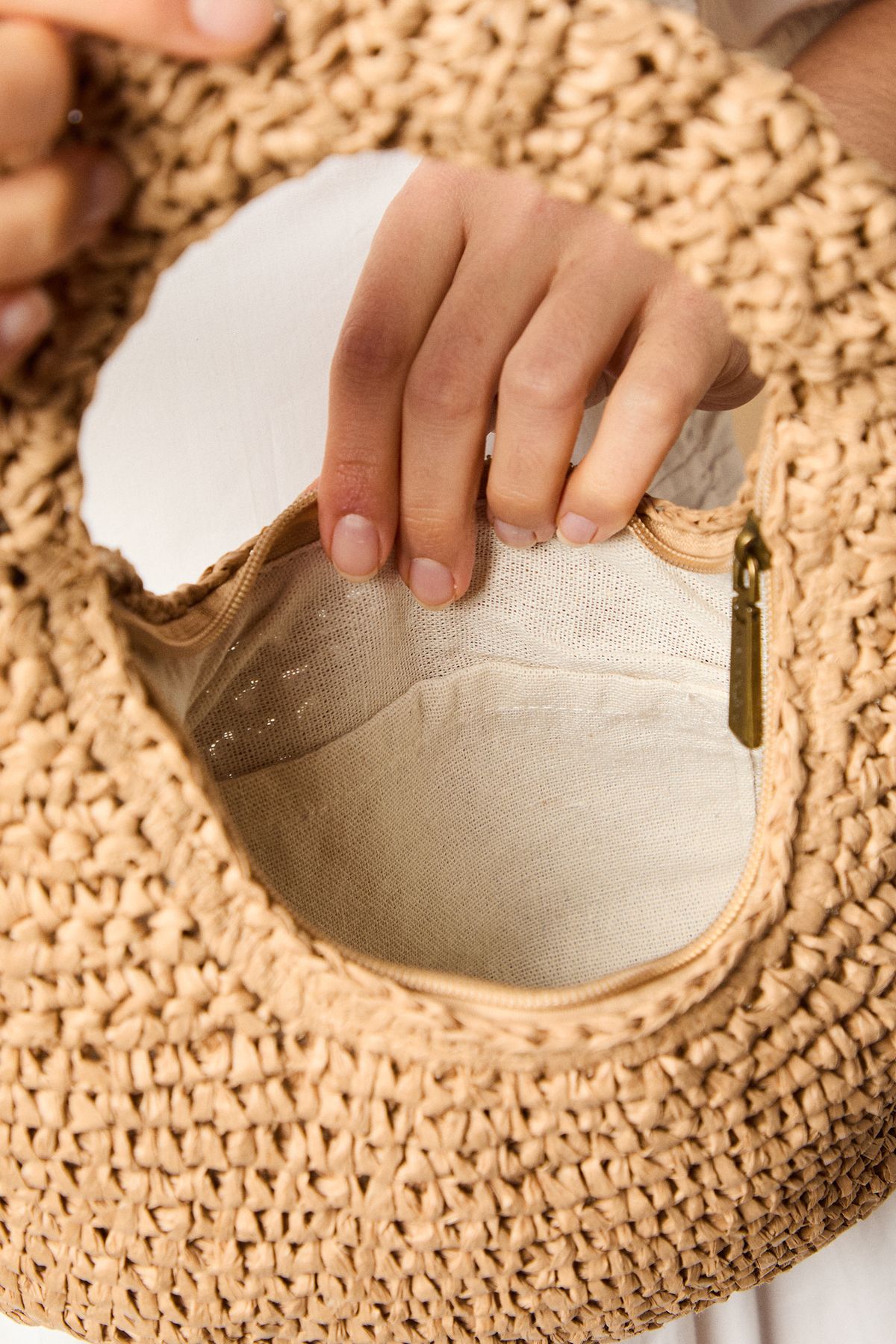 Oasis Lucy Rattan Detail Shoulder Bag Neutral image 3