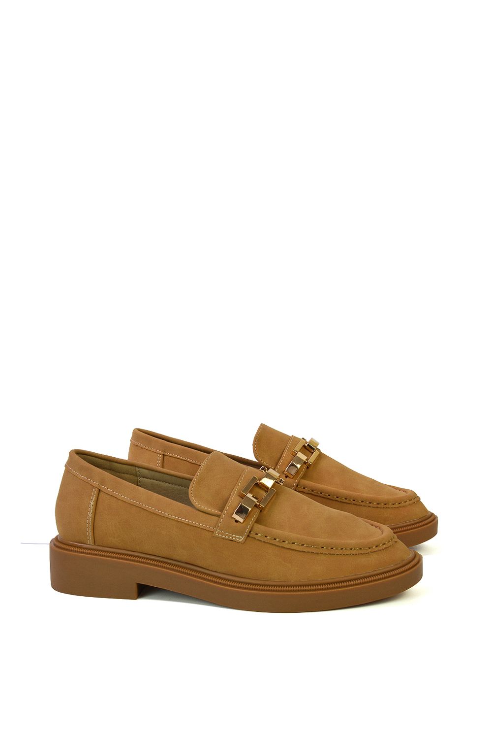 XY London 'Dakoa' Gold Chain Back to School Chunky Loafer Shoes image 3