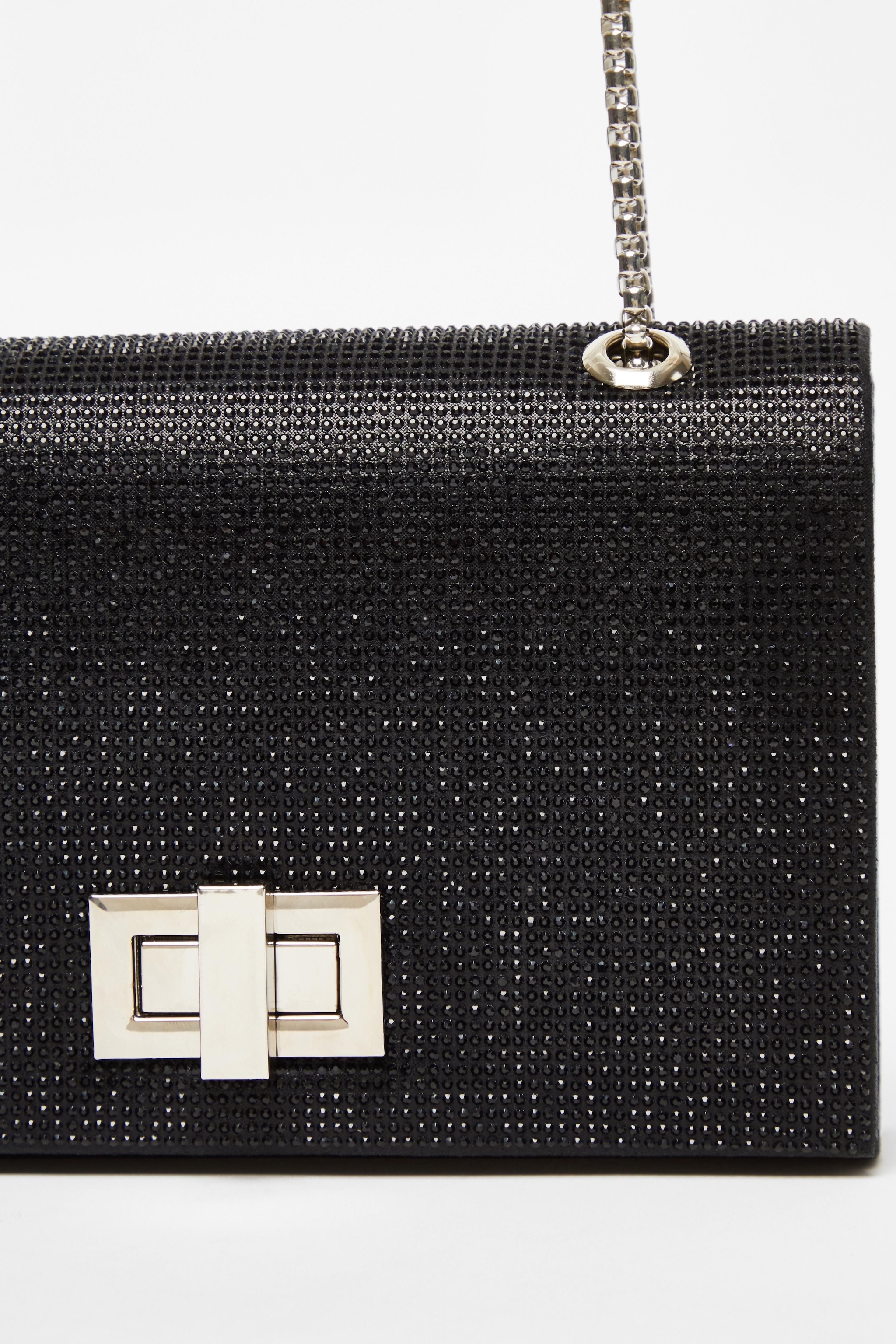 Quiz Black Diamante Crossbody Bag image 5