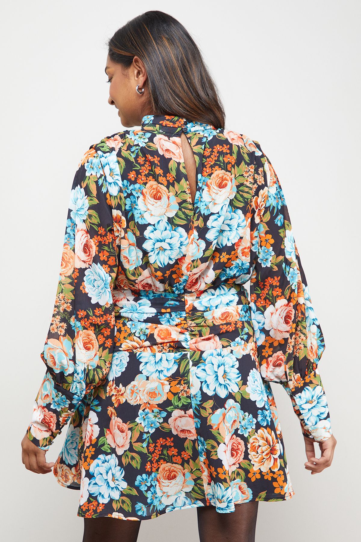 Oasis Volume Shoulder Western Mini Dress Floral image 3