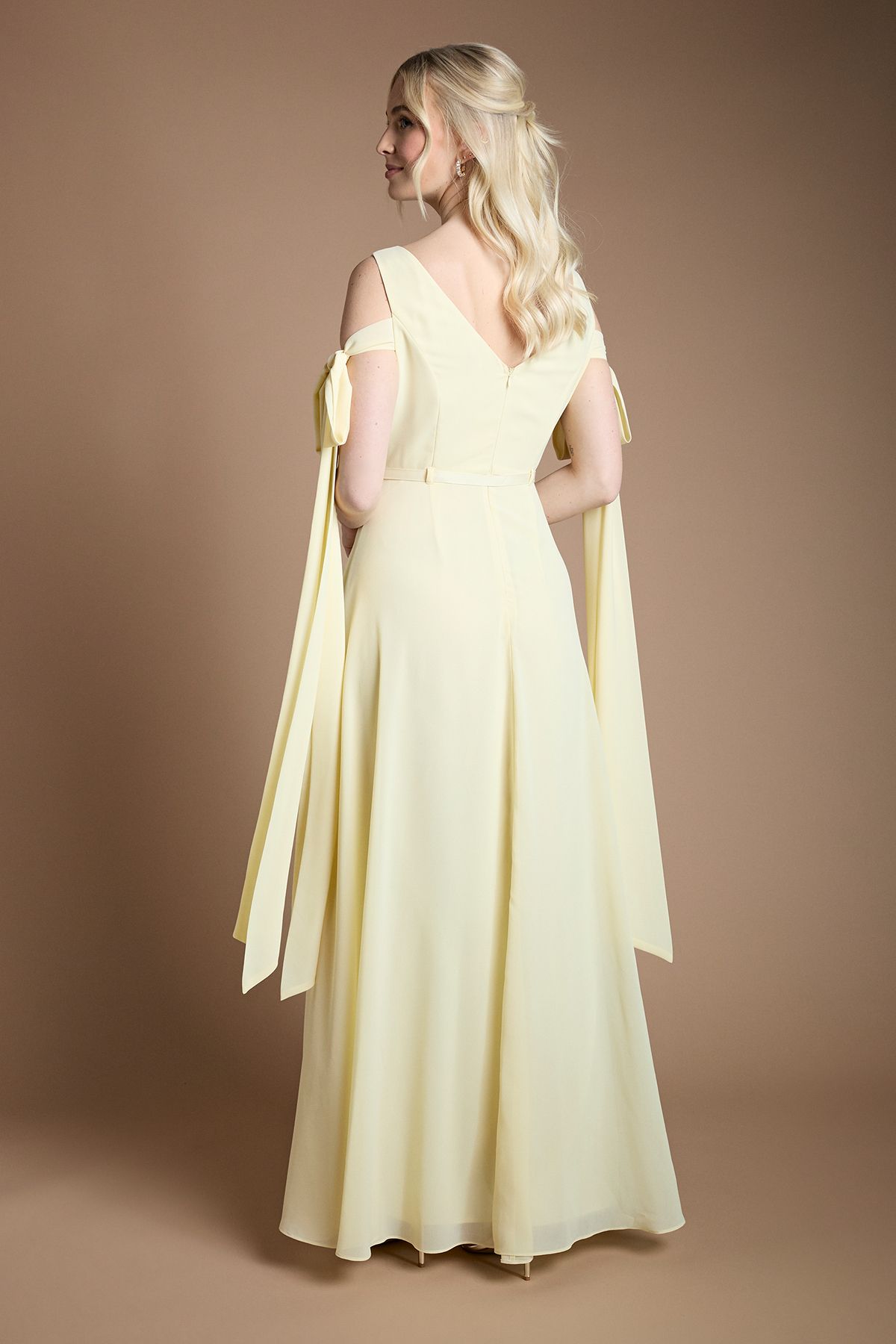 Coast Bow Sleeve Chiffon Bridesmaid Maxi Dress Lemon image 3