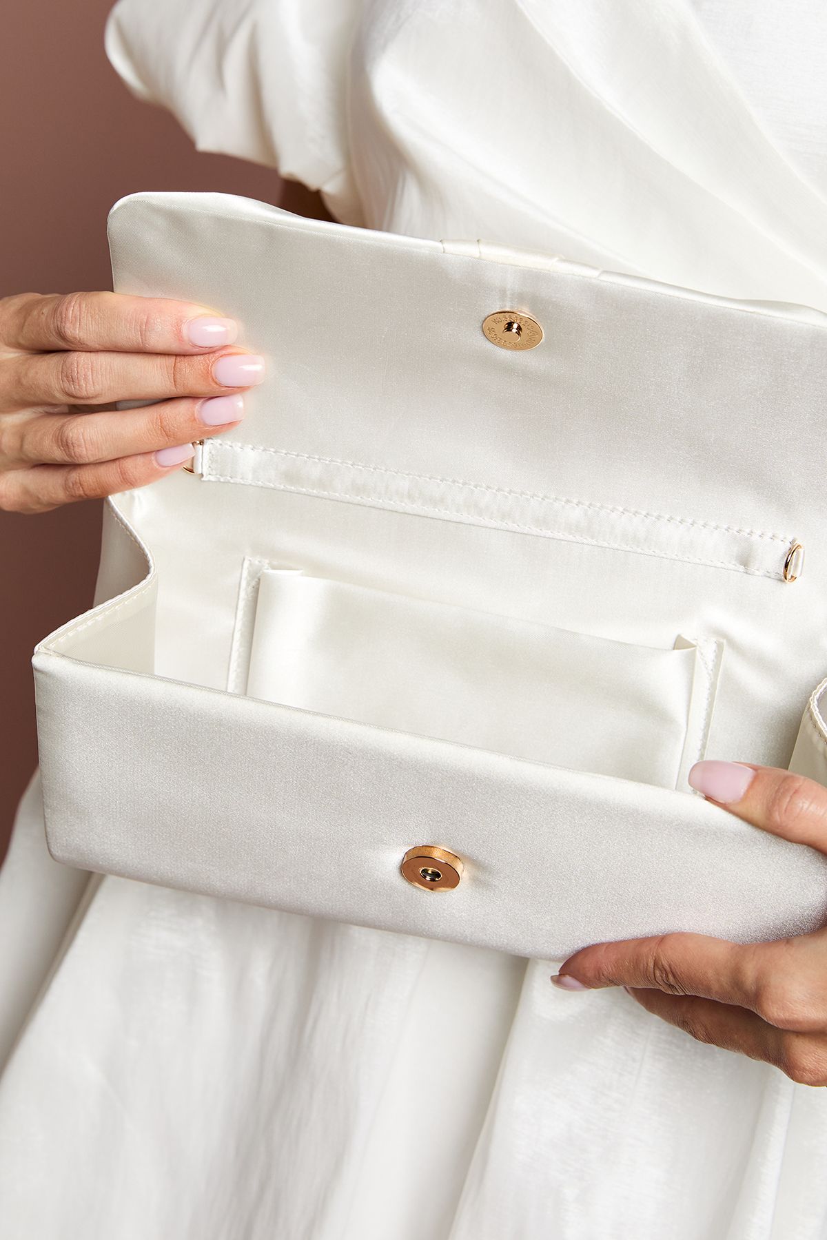 Coast Bridal Emma Satin Detail Chain Clutch Bag Ivory image 3