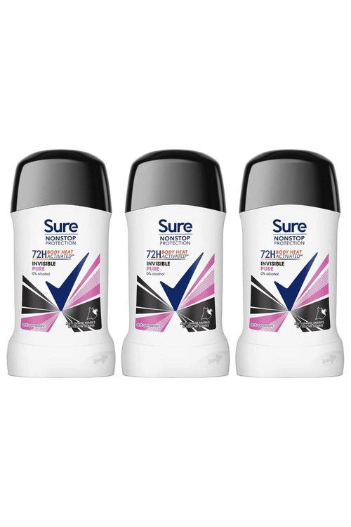 Sure Women Invisible Pure 'Antiperspirant' Stick 72H Protection, 3x50ml