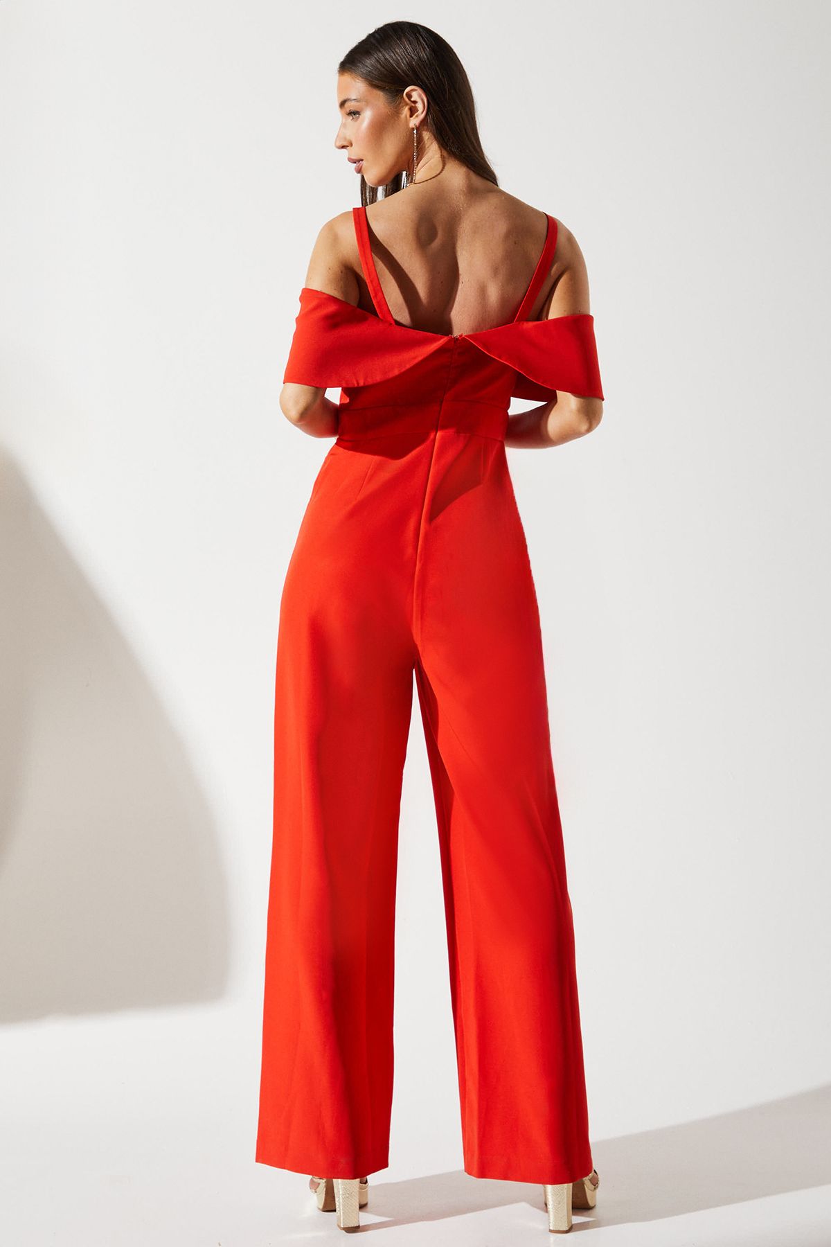 Coast Bow Off The Shoulder Jumpsuit Red image 3
