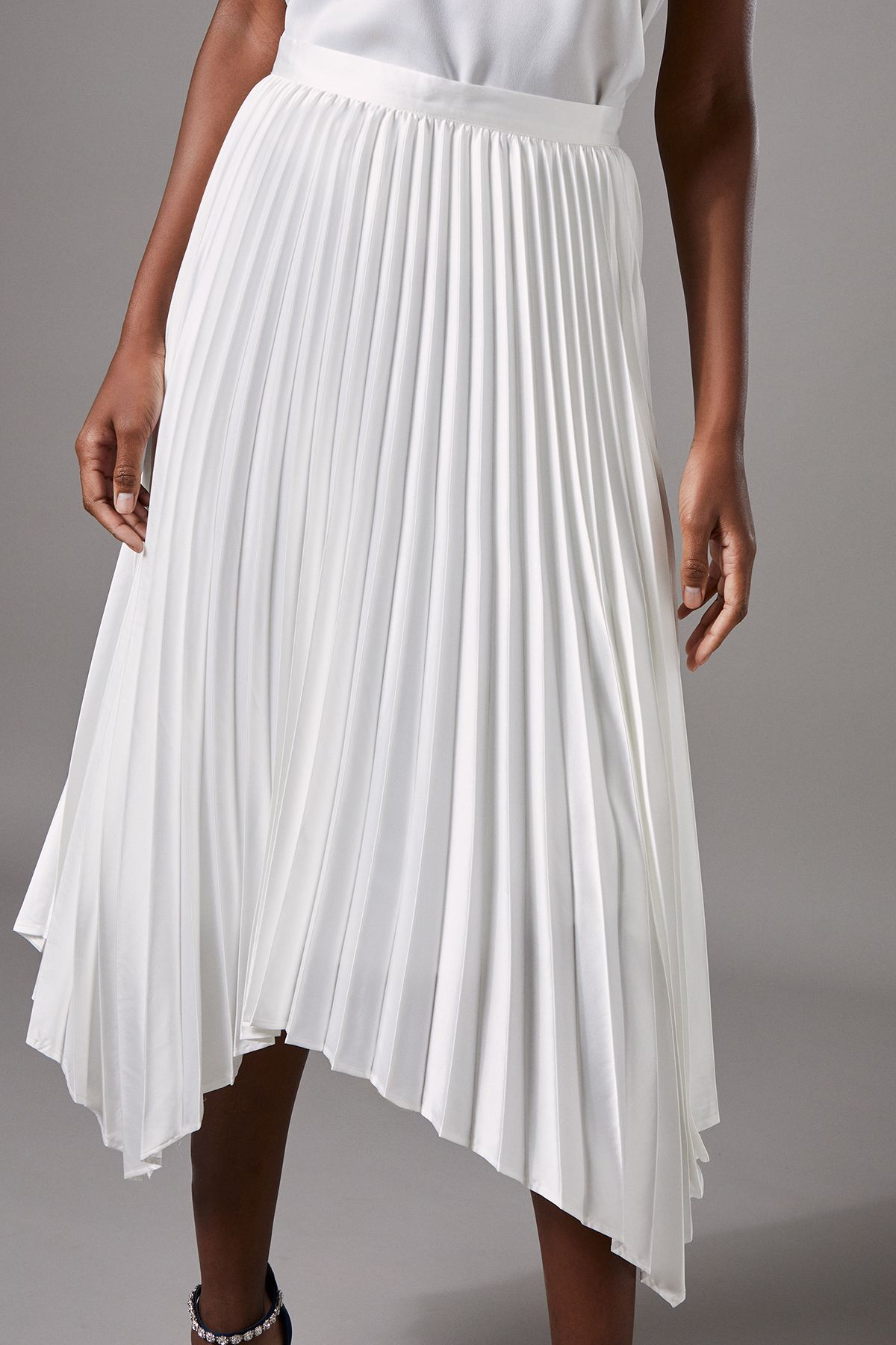 Coast Pleated Satin Skirt Ivory image 4